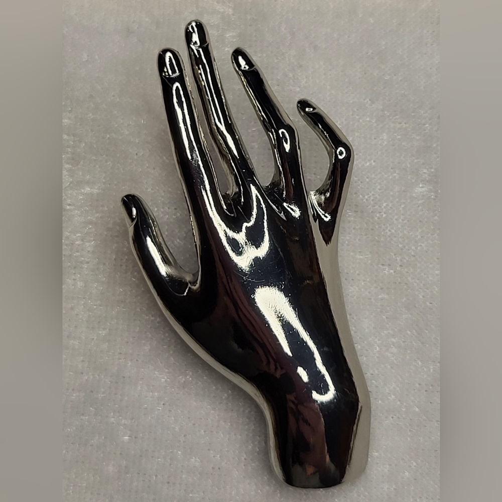 NEW Glossy Metal Large Hand Shape  Brooch / Pin for Men and Women